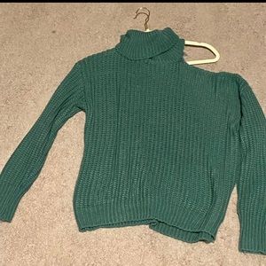 Cold shoulder turtleneck sweater